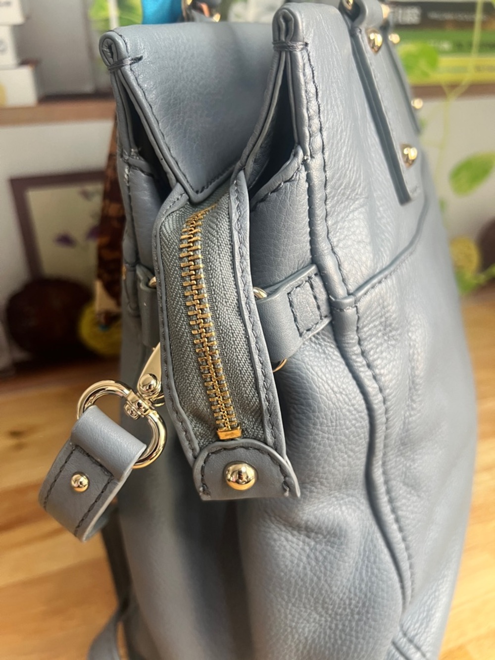 Kate Spade Large Cobble Hill Murphy Crossbody Satchel Bag in Gray Blue - Picture 9 of 13